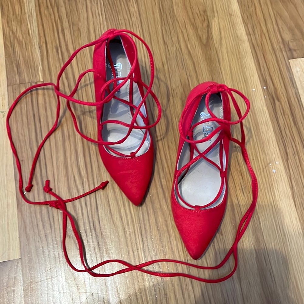 Red Lace up heels